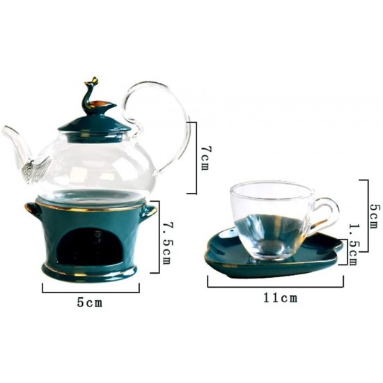 European Flower Tea Set with Candle Warmer