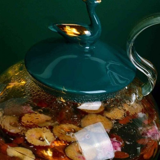 European Flower Tea Set with Candle Warmer
