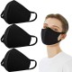 Anti-Dust Black Cotton Face Mask 2Pcs