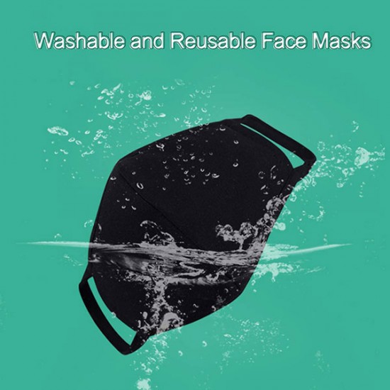 Anti-Dust Black Cotton Face Mask 2Pcs