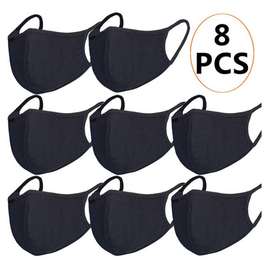 Black Half Face Earloop Dust Masks For Outdoor Sport 8Pcs