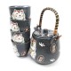 Lucky Cat Black Japanese Teapot Set With 4 Tea Cups
