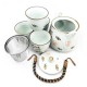 Lucky Cat White Japanese Tea Set With 4 Tea Cups