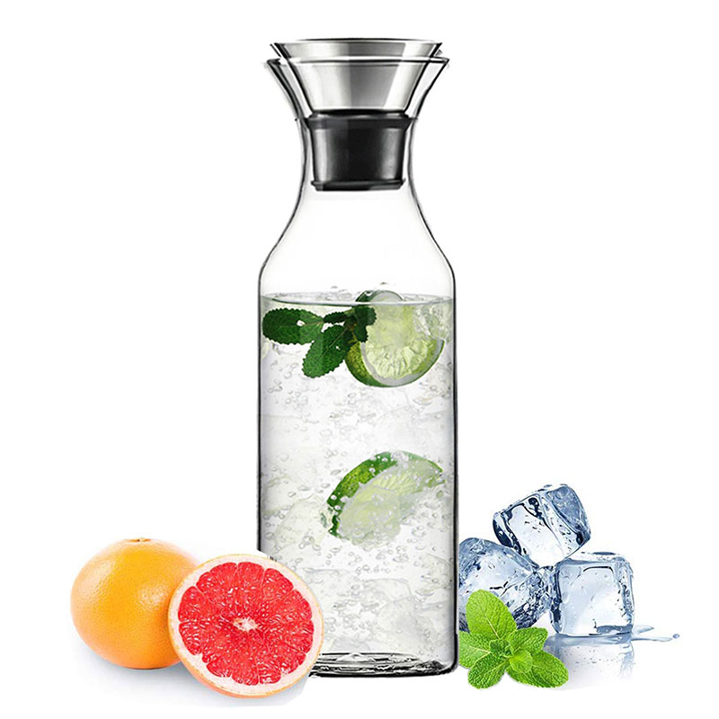 Glass Carafe Water Pithcer With Flip-Top Lid 800ml/27oz
