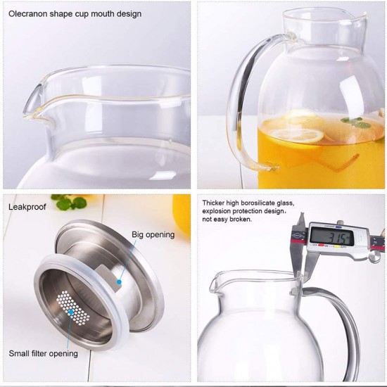 Large Heat Resistant Glass Pitcher 1800ml/61oz