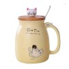 Cute Cat Ceramic Mug With Spoon, Yellow 450ml/15oz