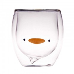Cute Double Wall Glass Cup, Duck 250ml/8.4oz
