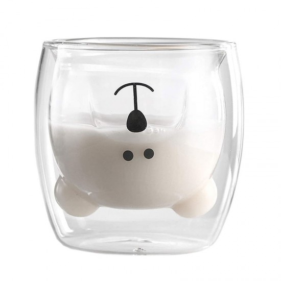 Cute Double Wall Glass Cup, Big Bear 250ml/8.4oz