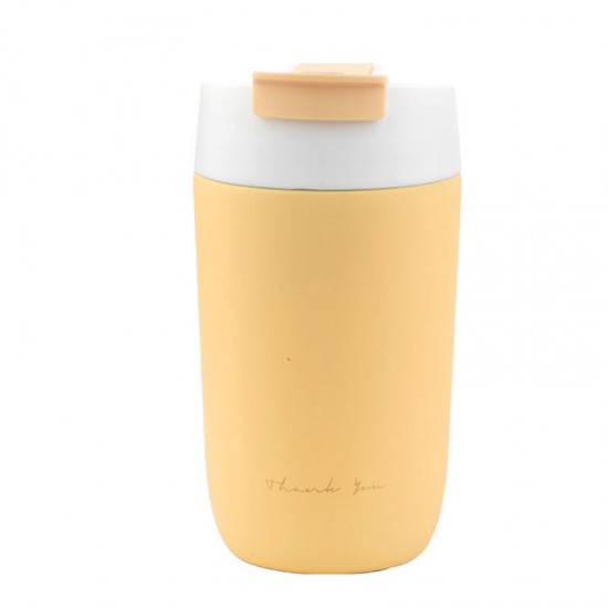 Stainless Steel Tumbler with Straw Lid, Thermos, Vacuum Insulated Cup, Reusable Coffee Cup, Travel Cup, Yellow 500ml/17.0oz