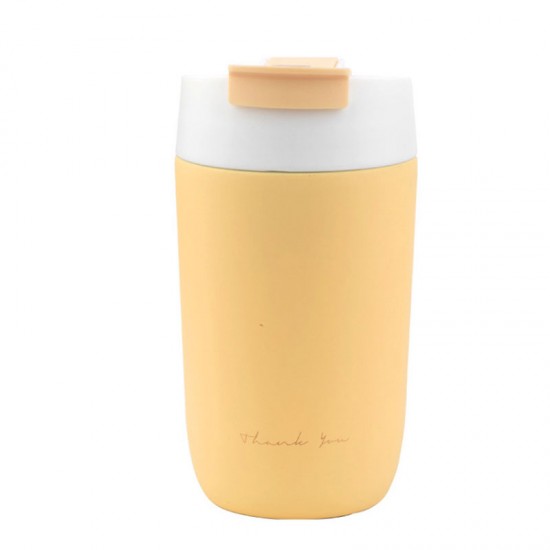 Stainless Steel Tumbler with Straw Lid, Thermos, Vacuum Insulated Cup, Reusable Coffee Cup, Travel Cup, Yellow 500ml/17.0oz