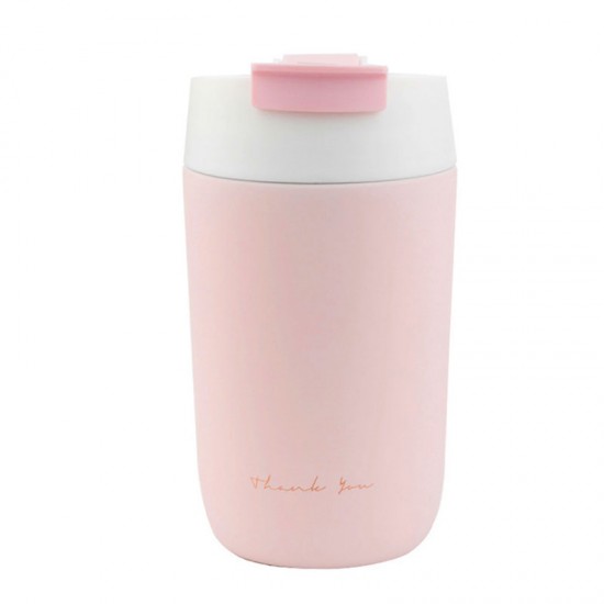 Stainless Steel Tumbler with Straw Lid, Thermos, Vacuum Insulated Cup, Reusable Coffee Cup, Travel Cup, Pink 500ml/17.0oz