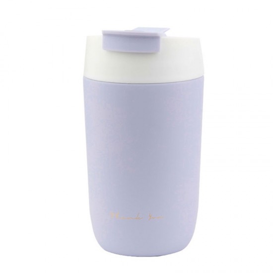 Stainless Steel Tumbler with Straw Lid, Thermos, Vacuum Insulated Cup, Reusable Coffee Cup, Travel Cup, Purple 500ml/17.0oz