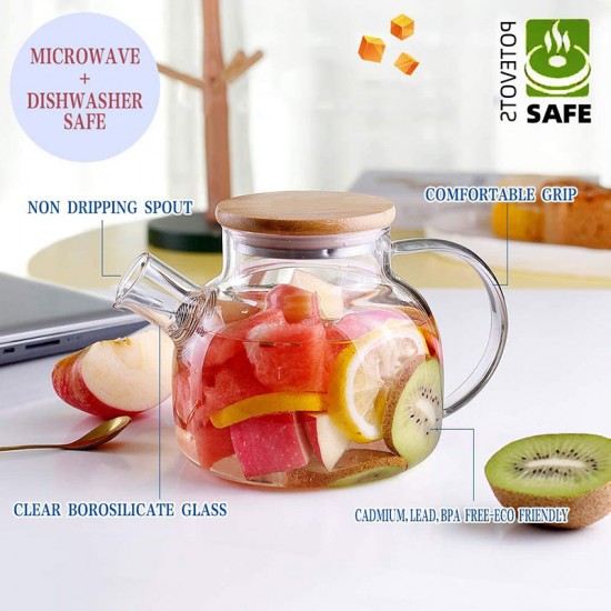 Heat Resistant Glass Teapot Stovetop Safe 1200ml/41oz