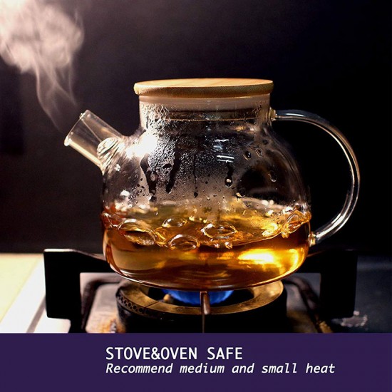 Heat Resistant Glass Teapot Stovetop Safe 1200ml/41oz
